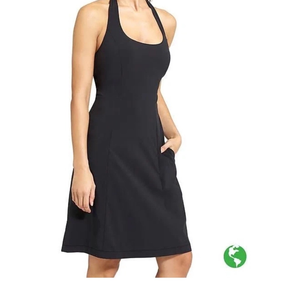 Athleta Pack Everywhere Halter Top Dress Black Sz 8 Tenniscore Preppy Stretchy